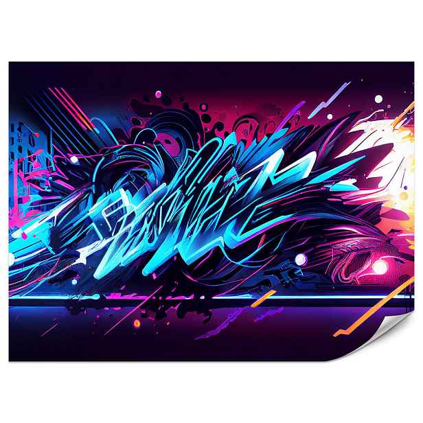 Muralo FOTOTAPETA do Studentského Pokoje Neonové Graffiti Nápisy 200x140