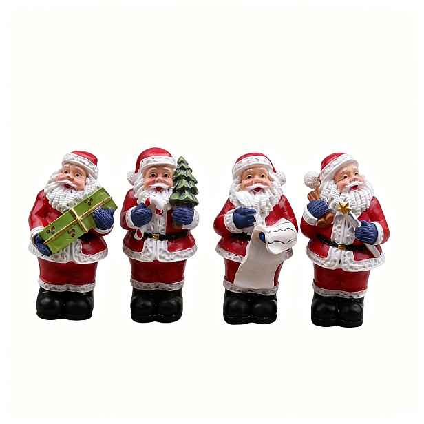 TEMU Sada 4 ks pryskyřičných ozdob Santa Claus, vánoční dekorace jako dárek, dekorace na stůl, zlepšovač sváteční atmosféry pro Halloween, Den
