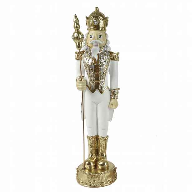 Vánoční figurka bílo-zlatý dědeček 38 Cm
