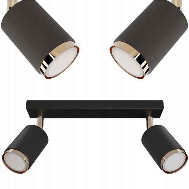 Závěsná lampa Metalová Idun 2 světelné body černá zlatá, moderní Loft