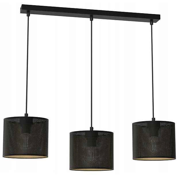 Závěsná stropní lampa Loft Shade černá, zlaté stínidlo 3xE27, moderní