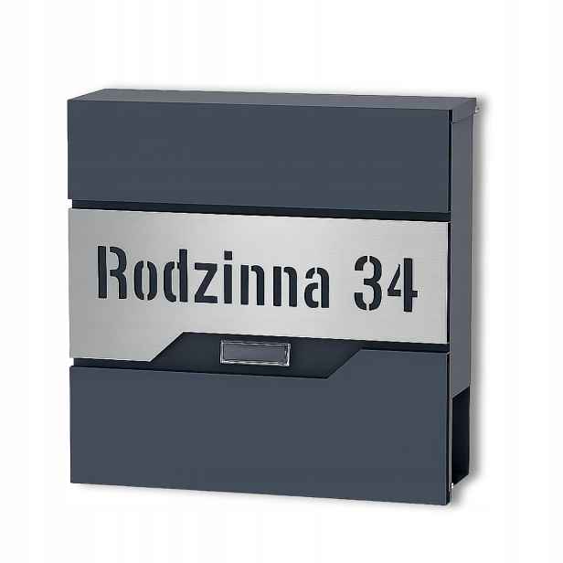 Antracitová Poštovní Schránka Ral 7016 Fréza Velká S Číslem Domu Hq