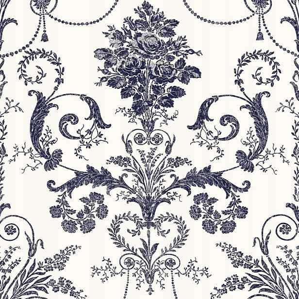 Bílá Tapeta Glamour Granátový Ornament Damašek