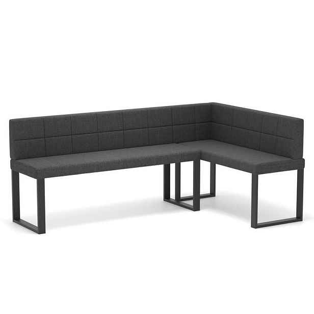 Idohome ROHOVÁ LAVICE SANA U pravá tkanina prošívaná, 142/196 cm, antracitová
