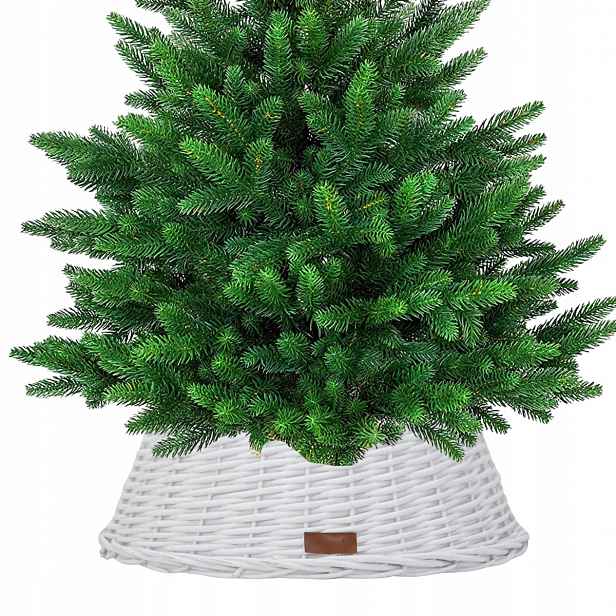 Proutěná krytka na stojan pod vánoční stromeček 45 cm, bílá lakovaná krytka