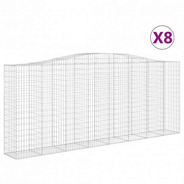vidaXL Klenuté gabionové koše 8 ks 400x50x160/180cm pozinkované železo