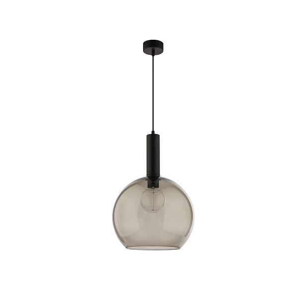 Závěsná lampa Jupiter černá skleněná Ø30 cm E27 kouřové stínidlo 15 W