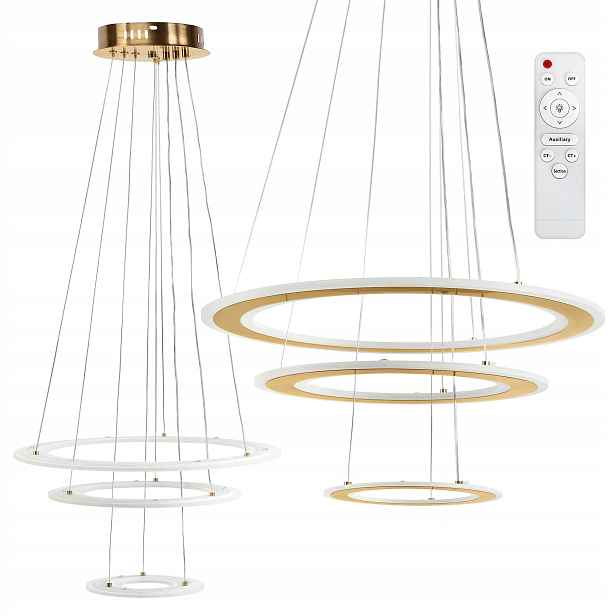 Závěsná lampa zlatý prsten 3 body světla Led kruhy zlaté moderní