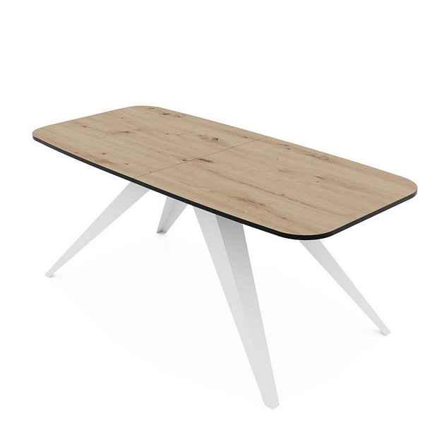 Idohome JÍDELNÍ STŮL FENTO rozkládací 180/90/76 cm, bílý / dub Artisan