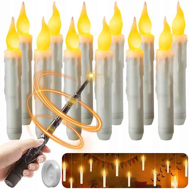 12X Hůlka Ovládej Led Svíčky Hračka Halloweenská dekorace
