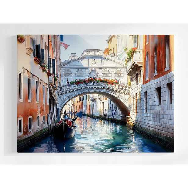 Plakát Město Itálie Benátky Most Gondola Kanál 100x75