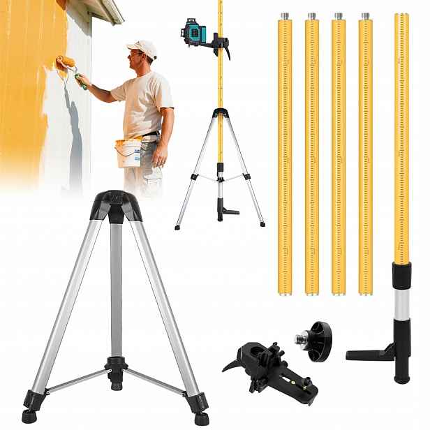 Rozpěrná Tyč Pro Laser 5/8" Tyč Vodováhy Stativ Se Stupnicí Adaptér