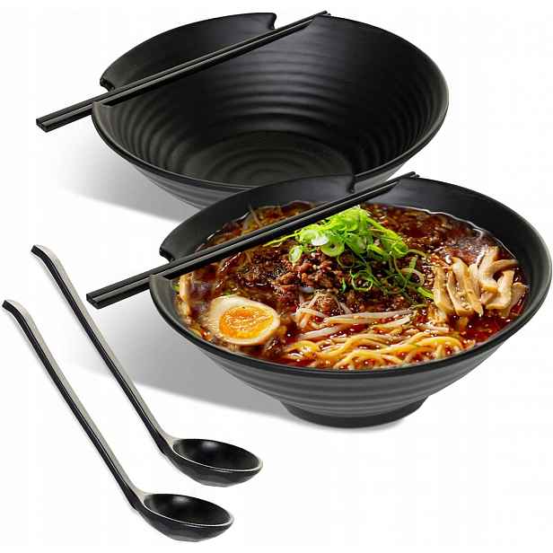 Misky Set 2 Na Ramen 1000 ml Lžíce A Hůlky Černé
