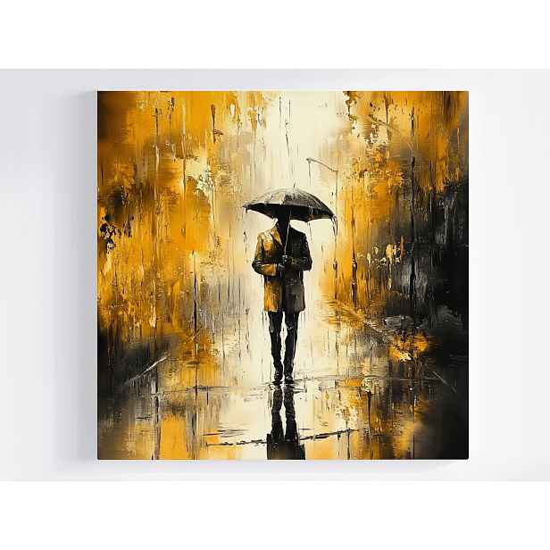 Obraz Na Plátně Canvas Město Ulice Déšť Liják Muž Deštník 50x50
