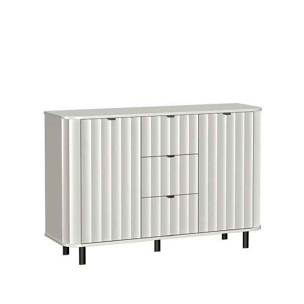 MASSENO KOMODA MODERNO, 137,2/91/40,5 cm se 3 zásuvkami a 2 dvířky, bílá