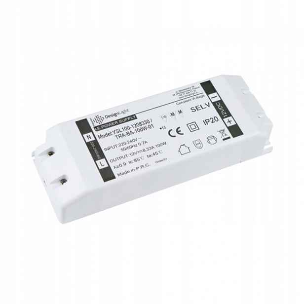 Osvětlení nábytku Napájecí zdroj Basic pro Led 100W, 12V DC, Bez Kabelů.