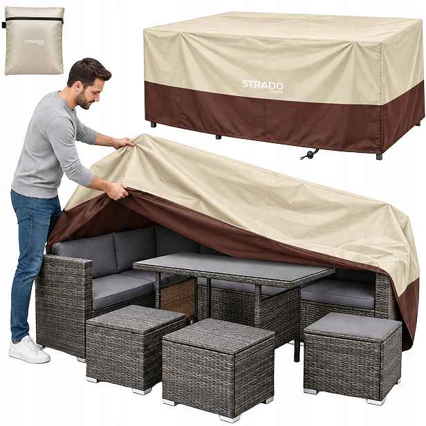 Potah na zahradní nábytek voděodolný 308x138x89 na stůl židle silný x3