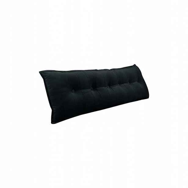 Velurová Polštář opěrka hlavy Čelo pro postel Černá 180x50 cm