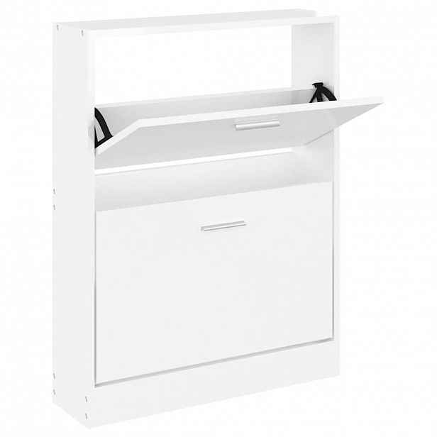 vidaXL Botník bílý s vysokým leskem 59x17x81 cm kompozitní dřevo