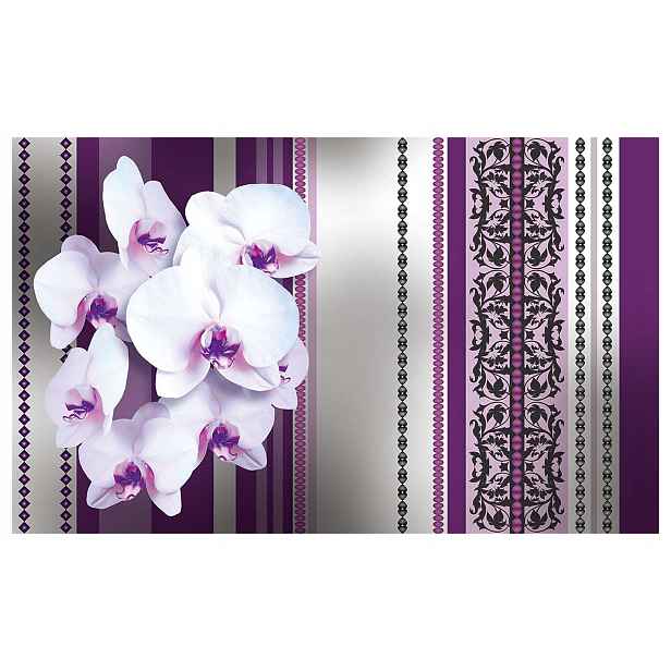Vliesová fototapeta Bílé orchideje na pruhovaném pozadí 254x184 lepidlo