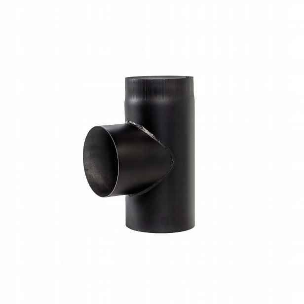 T-rozdělovač černý, průměr 180 mm, 90° – komínový čep