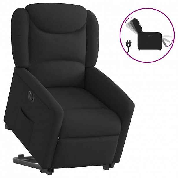 vidaXL Elektrické zvedací polohovací křeslo černé textil