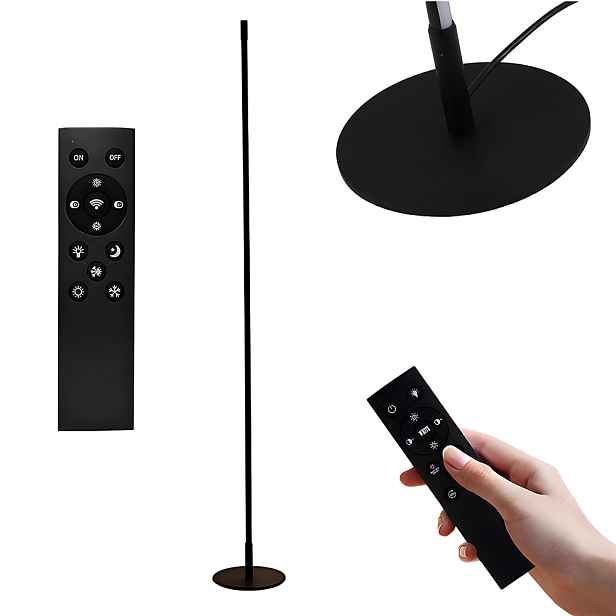 Stojací Led lampa 146 cm stmívatelná 3000K dálkový ovladač černá