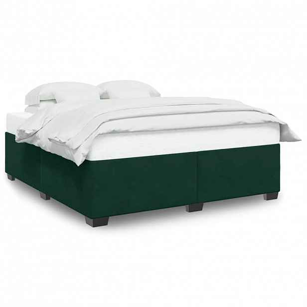 vidaXL Rám postele bez matrace tmavě zelená 200 x 200 cm samet