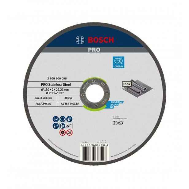 Bosch - Řezný kotouč na nerezovou ocel 180x22,23 mm 2608600095
