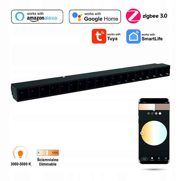 Lineární Led WiFi reflektor Zigbee Grille 18W pro Smart Track kolejnice 48VDC