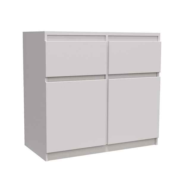 MASSENO KOMODA MERAVIGLIA, 80/85/33 cm s 2 zásuvkami a 2 dvířky, bílá