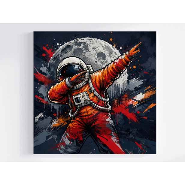 Obraz Na Plátně Canvas Komiks Vesmír Astronaut Měsíc Dab Tanec 50x50