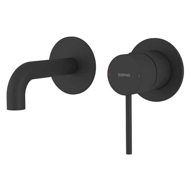 Sapho ULTRAMIX podomítková dvouprvková umyvadlová baterie, hubice 10cm, černá mat