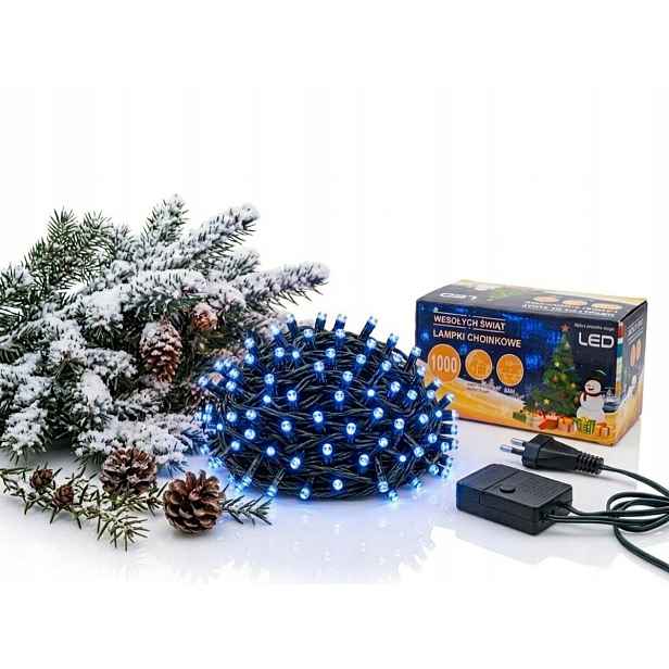 Vánoční Osvětlení Na Stromeček 1000 Led Modrá Světýlka Na Vánoční Stromeček 63 M 8 Funkcí