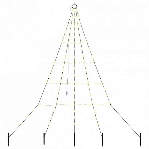 vidaXL LED vánoční stromeček se zemními hroty Teplá bílá 182 cm Kov