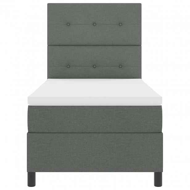 vidaXL Postel s boxspringem s LED pásky Tmavě šedá 80 x 200 cm textil