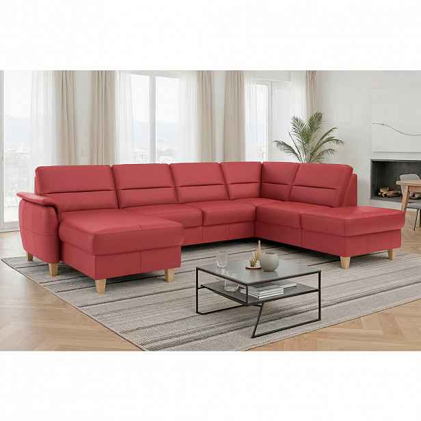Sit & More SEDACÍ SOUPRAVA, kůže, červená