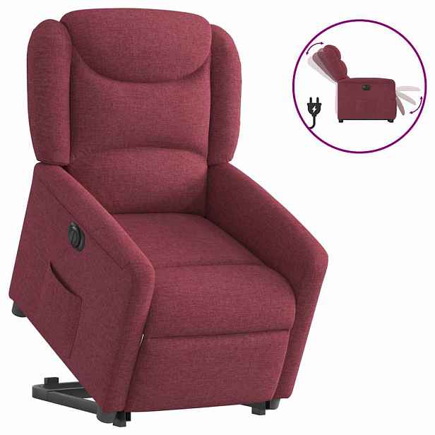 vidaXL Elektrické zvedací polohovací křeslo vínové textil