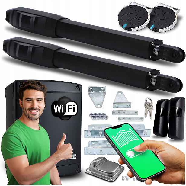 Set Pohon Pro Dvoukřídlovou Bránu Wifi Supla ovladače pohony 8 m 400 Kg