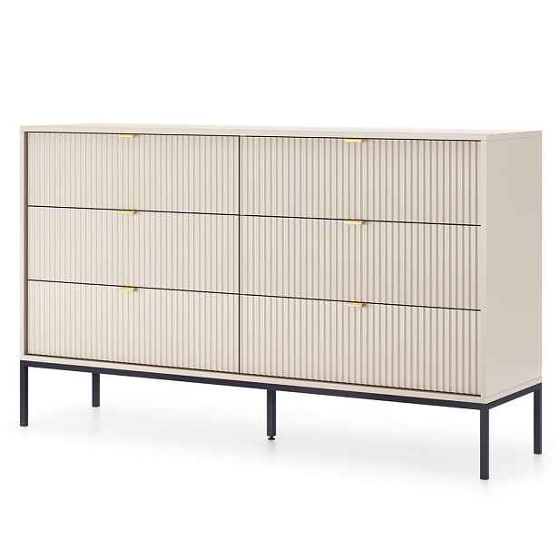 MASSENO KOMODA STELLARE, 154/91/39 cm s 6 zásuvkami, kašmírová