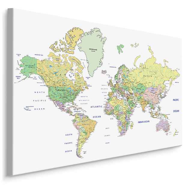 MyBestHome BOX Plátno Politická Mapa Světa Varianta: 100x70