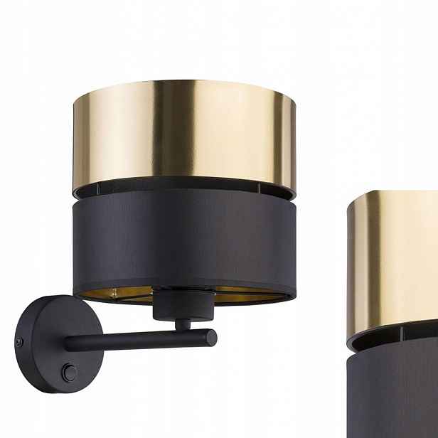 Nástěnná lampa Svítidlo Černá Zlatá Látka 28 cm Hilton Tk Lighting