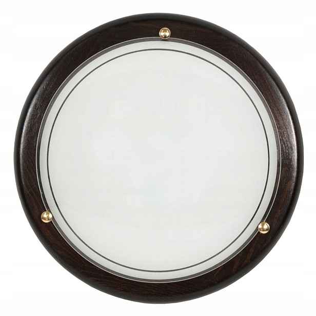 Stropní Svítidlo Kulatý Stropní Svítidlo 40 cm 2x60 W E27 Dřevo Wenge Skleněné stínítko