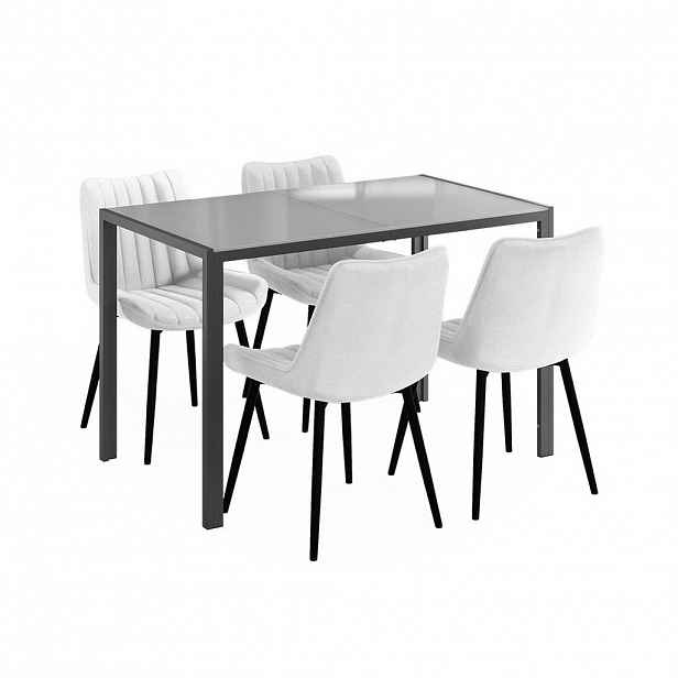 Vicco JÍDELNÍ STŮL SESTAVA Grand, Šedá, 120 x 70 cm se 4 židlemi (béžové)