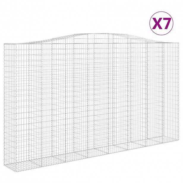 vidaXL Klenuté gabionové koše 7 ks 400x50x220/240cm pozinkované železo