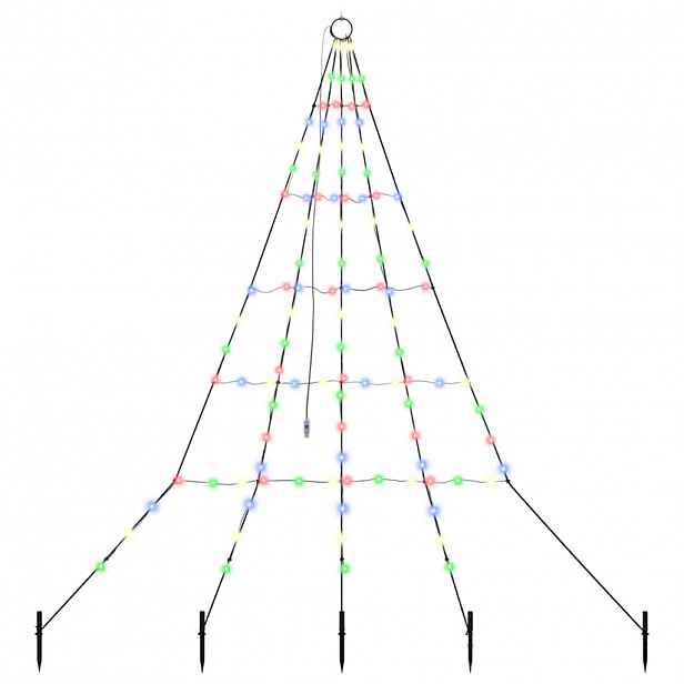 vidaXL LED vánoční stromeček se zemními hroty Vícebarevný 182 cm Kov