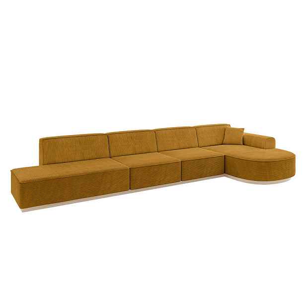 ALTDECOR ROHOVÁ SEDAČKA s otomanem, pravá ARRIO-L3 413x171x83 Hořčicová Manšestr