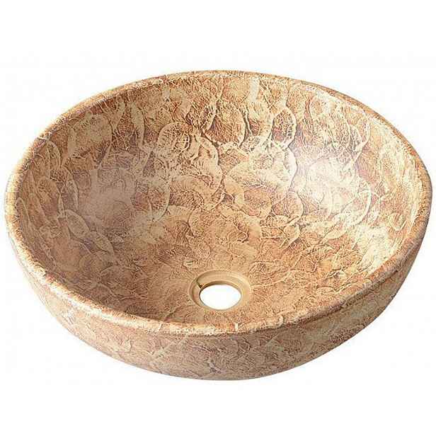 Sapho Priori - Umyvadlová mísa, průměr 41 cm, bez přepadu, hnědá se vzorem PI010