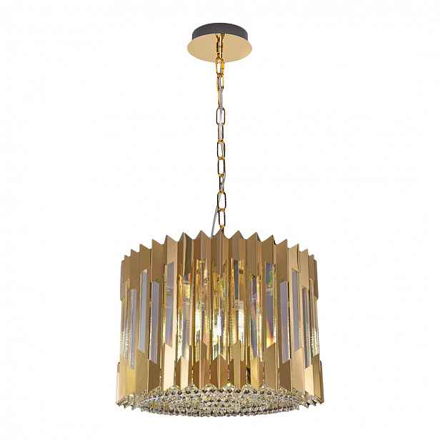 Lustr Ritz Zlaté skleněné krystaly 7xE14 42x120 cm Závěsná lampa do pokoje