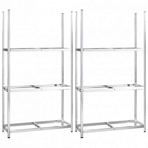 vidaXL 3patrové regály na pneumatiky 2 ks stříbrné 110x40x200 cm ocel